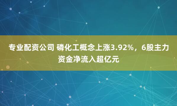 专业配资公司 磷化工概念上涨3.92%，6股主力资金净流入超亿元